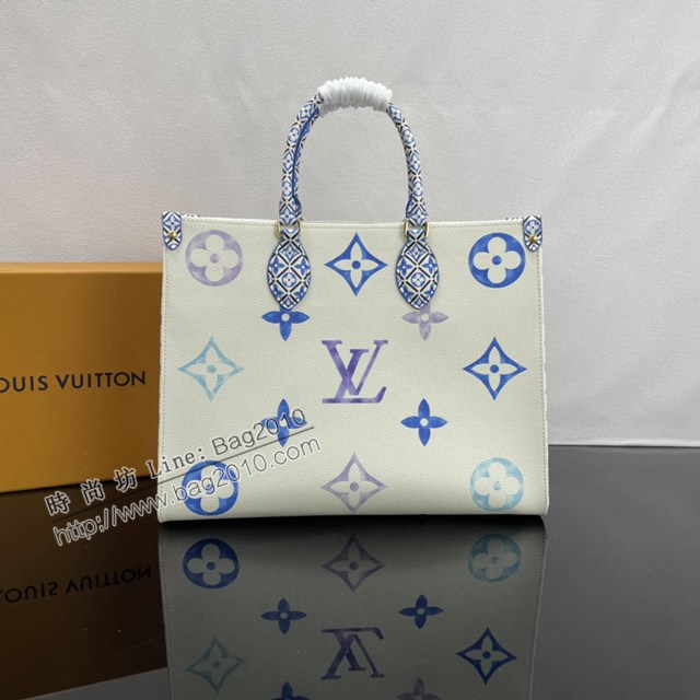 Lv路易威登2023專櫃新款OnTheGo中號手袋 LV帆布鋪陳淡雅手提肩背購物袋 M22976 ydh5101
